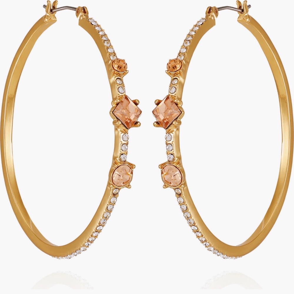 Vince Camuto Elegant Gold Hoop Earrings with Gem Accents